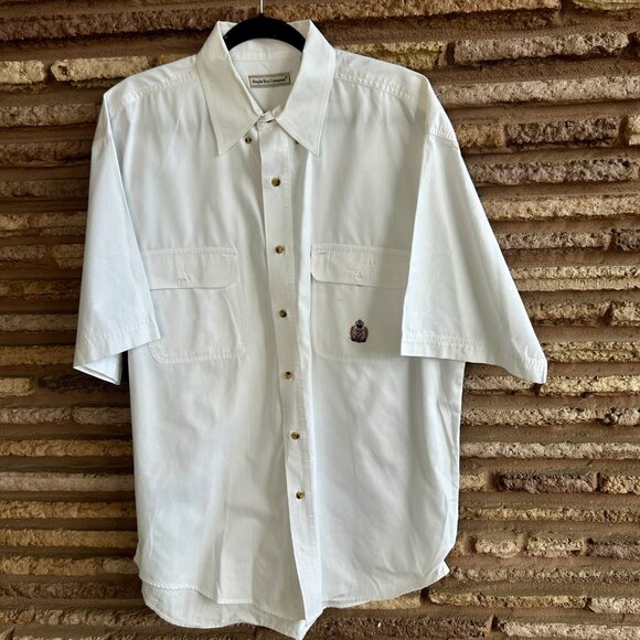 Bugle Boy Company Vintage White Cotton Crest Logo Short Sleeve Shirt Size Large - Picture 7 of 7